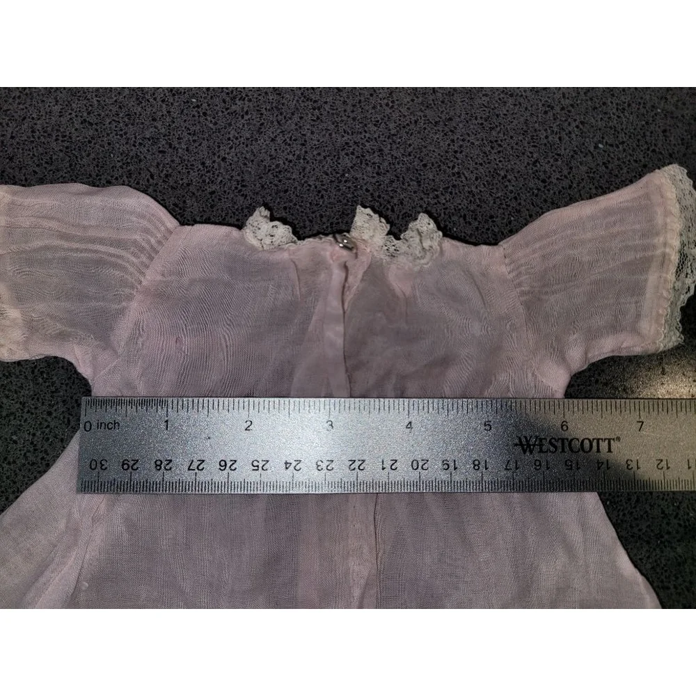 Vintage 1960s Pink Doll Dress Lace Trim 14-16”